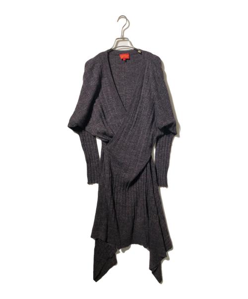 Vivienne Westwood RED LABEL（ヴィヴィアンウエストウッドレッドレーベル）Vivienne Westwood RED LABEL (ヴィヴィアンウエストウッドレッドレーベル) カシュクールニットワンピース パープル サイズ:2の古着・服飾アイテム
