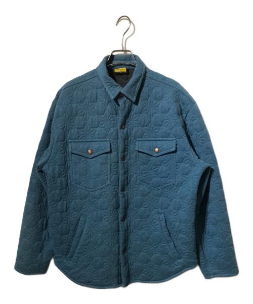 GO HEMP（ゴーヘンプ）GO HEMP (ゴーヘンプ) 麻柄キルティングジャケット ブルー サイズ:Ｍの古着・服飾アイテム