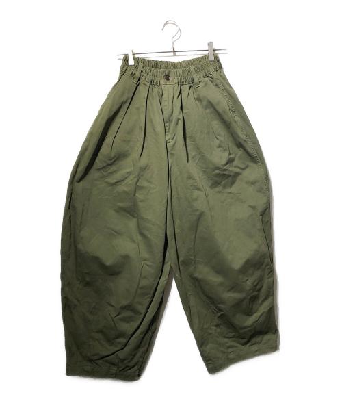 HARVESTY（ハーベスティー）HARVESTY (ハーベスティー) サーカスパンツ/ゴム引きワイドパンツ オリーブ サイズ:2の古着・服飾アイテム