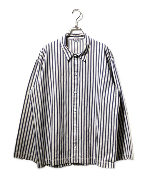 Tender（テンダー）Tender (テンダー) Weaver's Stock ARM CHAIR ストライプシャツ ホワイト×ネイビー サイズ:4の古着・服飾アイテム