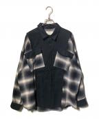PUBLIC TOKYOパブリックトウキョウ）の古着「ドッキングチェックシャツ」｜ブラック×グレー