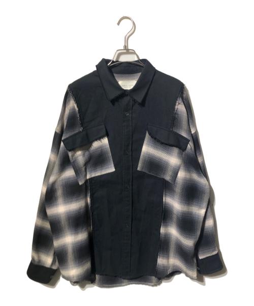 PUBLIC TOKYO（パブリックトウキョウ）PUBLIC TOKYO (パブリックトウキョウ) ドッキングチェックシャツ ブラック×グレー サイズ:01の古着・服飾アイテム