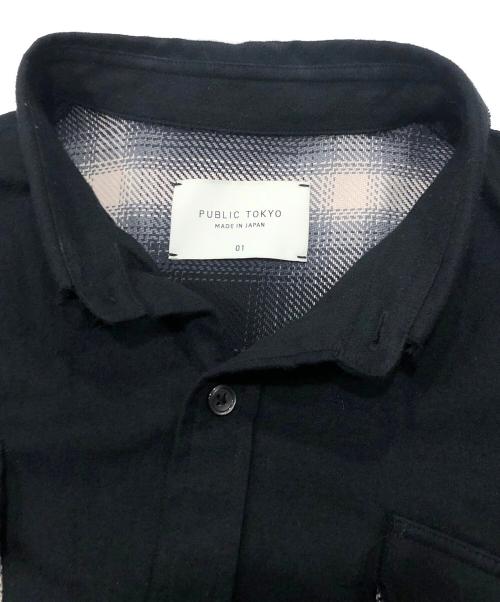 PUBLIC TOKYO（パブリックトウキョウ）PUBLIC TOKYO (パブリックトウキョウ) ドッキングチェックシャツ ブラック×グレー サイズ:01の古着・服飾アイテム