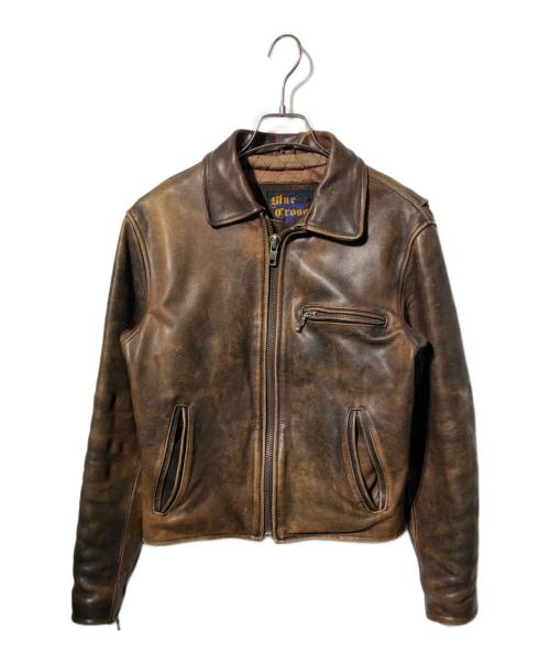 BLUE CROSS（ブルークロス）BLUE CROSS (ブルークロス) COW STEER HIDE LEATHER JACKT（カウ　ステア　ハイド　レザージャケット ） ブラウン サイズ:36の古着・服飾アイテム