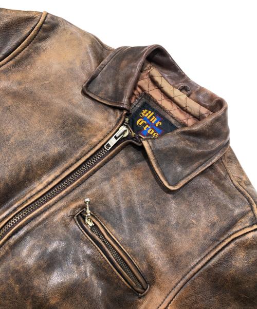 BLUE CROSS（ブルークロス）BLUE CROSS (ブルークロス) COW STEER HIDE LEATHER JACKT（カウ　ステア　ハイド　レザージャケット ） ブラウン サイズ:36の古着・服飾アイテム