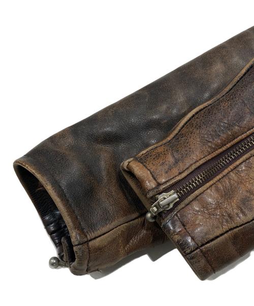 BLUE CROSS（ブルークロス）BLUE CROSS (ブルークロス) COW STEER HIDE LEATHER JACKT（カウ　ステア　ハイド　レザージャケット ） ブラウン サイズ:36の古着・服飾アイテム
