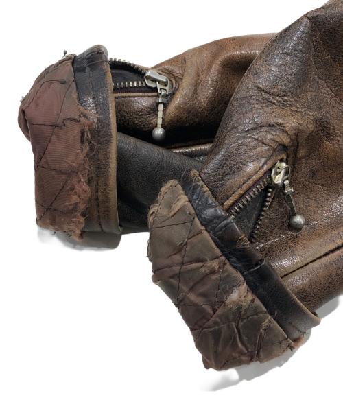 BLUE CROSS（ブルークロス）BLUE CROSS (ブルークロス) COW STEER HIDE LEATHER JACKT（カウ　ステア　ハイド　レザージャケット ） ブラウン サイズ:36の古着・服飾アイテム