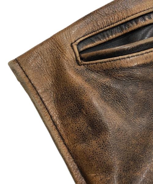 BLUE CROSS（ブルークロス）BLUE CROSS (ブルークロス) COW STEER HIDE LEATHER JACKT（カウ　ステア　ハイド　レザージャケット ） ブラウン サイズ:36の古着・服飾アイテム