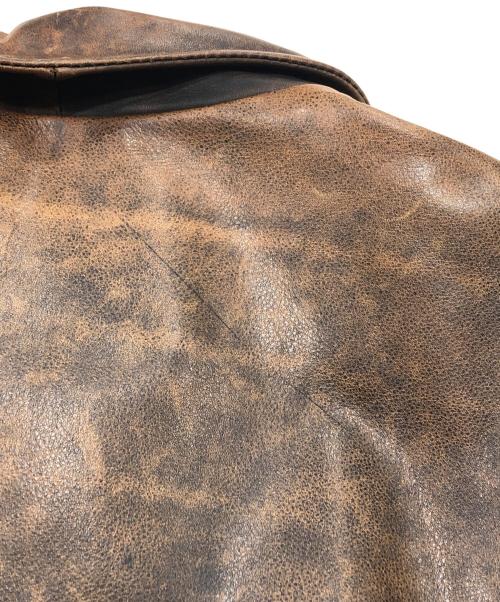 BLUE CROSS（ブルークロス）BLUE CROSS (ブルークロス) COW STEER HIDE LEATHER JACKT（カウ　ステア　ハイド　レザージャケット ） ブラウン サイズ:36の古着・服飾アイテム