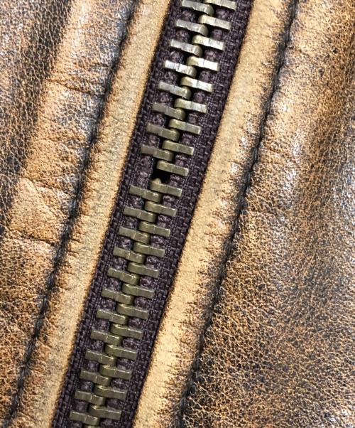 BLUE CROSS（ブルークロス）BLUE CROSS (ブルークロス) COW STEER HIDE LEATHER JACKT（カウ　ステア　ハイド　レザージャケット ） ブラウン サイズ:36の古着・服飾アイテム