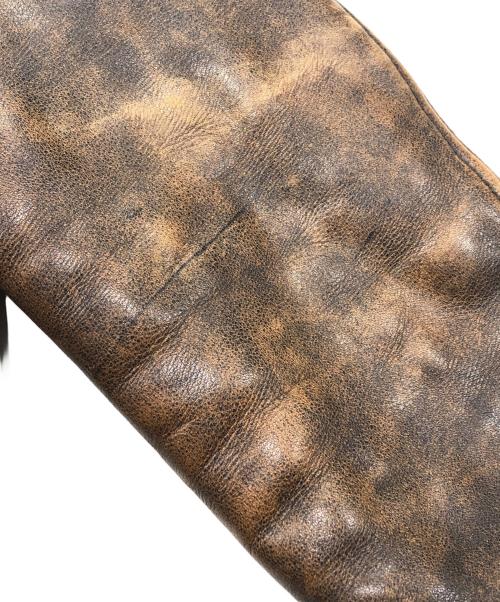 BLUE CROSS（ブルークロス）BLUE CROSS (ブルークロス) COW STEER HIDE LEATHER JACKT（カウ　ステア　ハイド　レザージャケット ） ブラウン サイズ:36の古着・服飾アイテム