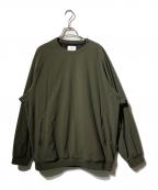 waiperワイパー）の古着「ナイロンスウェット/クルーネック プルオーバー」｜オリーブ