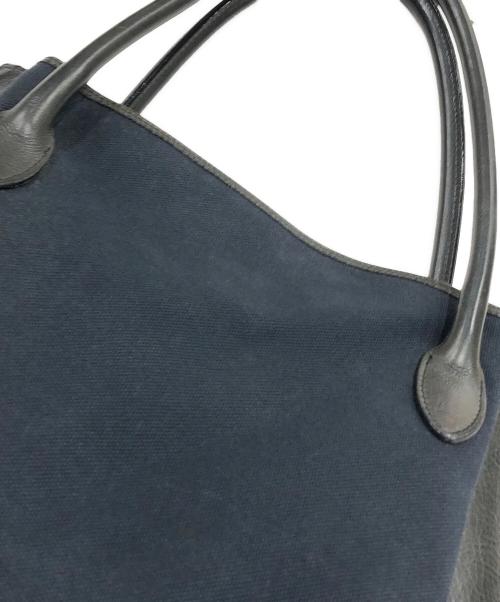 Y's（ワイズ）Y's (ワイズ) レザートートバッグ ネイビーの古着・服飾アイテム