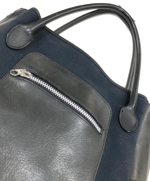 Y's（ワイズ）Y's (ワイズ) レザートートバッグ ネイビーの古着・服飾アイテム