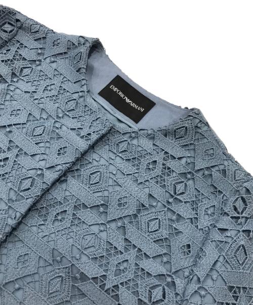 EMPORIO ARMANI（エンポリオ アルマーニ）EMPORIO ARMANI (エンポリオ アルマーニ) レースノーカラーコート/ミドルコート スカイブルー サイズ:1 未使用品の古着・服飾アイテム