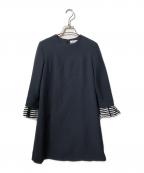 BORDERS at BALCONYボーダーズアットバルコニー）の古着「ボーダースリーブポリワンピース」｜ネイビー