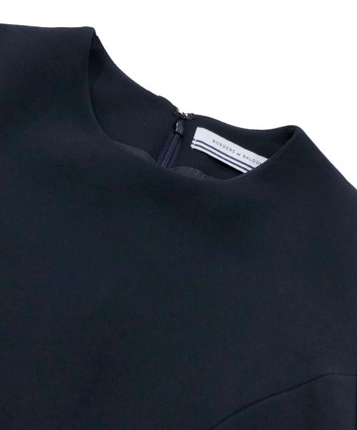 BORDERS at BALCONY（ボーダーズアットバルコニー）BORDERS AT BALCONY (ボーダーズアットバルコニー) ボーダースリーブポリワンピース ネイビー サイズ:36の古着・服飾アイテム