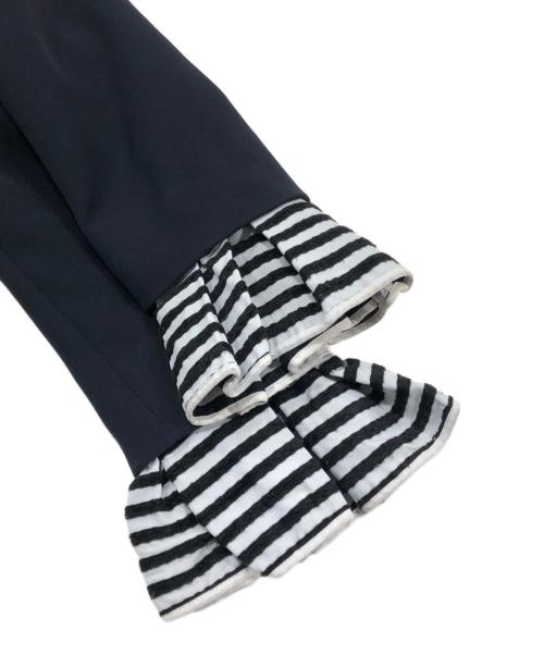 BORDERS at BALCONY（ボーダーズアットバルコニー）BORDERS AT BALCONY (ボーダーズアットバルコニー) ボーダースリーブポリワンピース ネイビー サイズ:36の古着・服飾アイテム