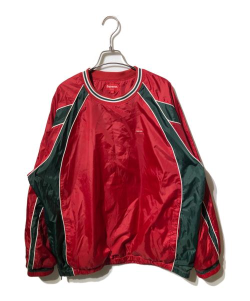 SUPREME（シュプリーム）Supreme (シュプリーム) Piping Warm Up Pullover（パイピング ウォーム アップ プルオーバー/カットソー） グリーン×レッド サイズ:Lの古着・服飾アイテム