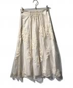 JUSGLITTYジャスグリッティー）の古着「ミモザ刺繍マーメイドスカート」｜ベージュ