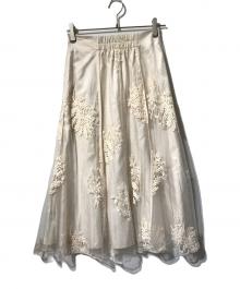 JUSGLITTY（ジャスグリッティー）の古着「ミモザ刺繍マーメイドスカート」｜ベージュ