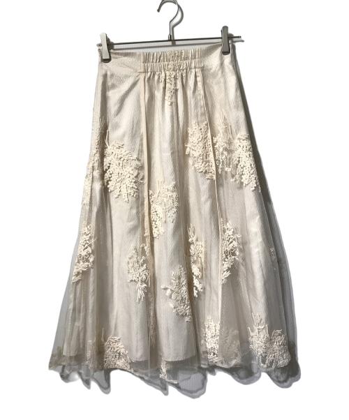 JUSGLITTY（ジャスグリッティー）JUSGLITTY (ジャスグリッティー) ミモザ刺繍マーメイドスカート ベージュ サイズ:1の古着・服飾アイテム
