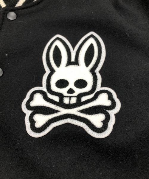 skookum（スクーカム）SKOOKUM (スクーカム) Psycho Bunny (サイコ バニー) レザー切替スタジャン ブラック サイズ:Sの古着・服飾アイテム