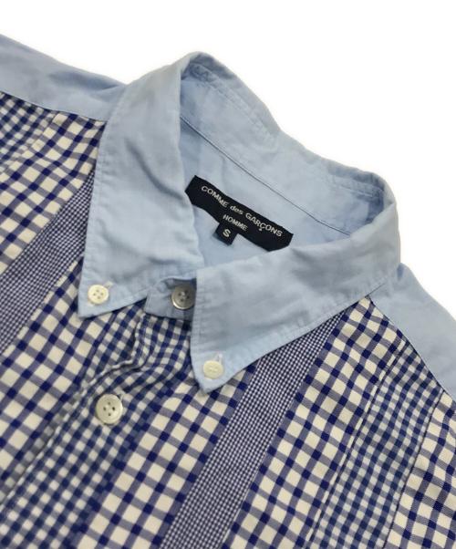 COMME des GARCONS HOMME（コムデギャルソン オム）COMME des GARCONS HOMME (コムデギャルソン オム) パッチワークチェックシャツ ブルー サイズ:Sの古着・服飾アイテム