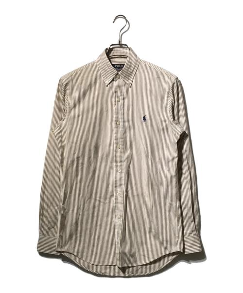 POLO RALPH LAUREN（ポロ・ラルフローレン）POLO RALPH LAUREN (ポロ・ラルフローレン) ボタンダウンシャツ ベージュ×ホワイト サイズ:XSの古着・服飾アイテム