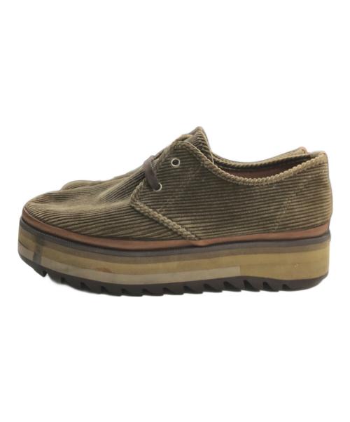 COMME des GARCONS HOMME PLUS（コムデギャルソンオムプリュス）COMME des GARCONS HOMME PLUS (コムデギャルソンオムプリュス) コーデュロイシャークソールシューズ カーキ サイズ:27.0の古着・服飾アイテム