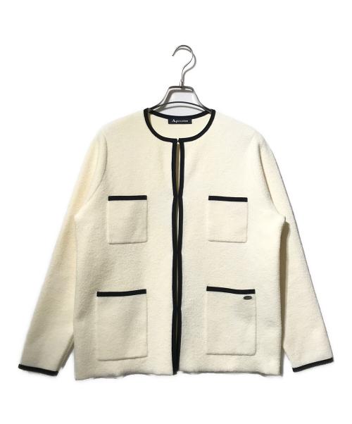 Aquascutum（アクアスキュータム）Aquascutum (アクアスキュータム) ブークレニットジャケット アイボリー サイズ:8の古着・服飾アイテム