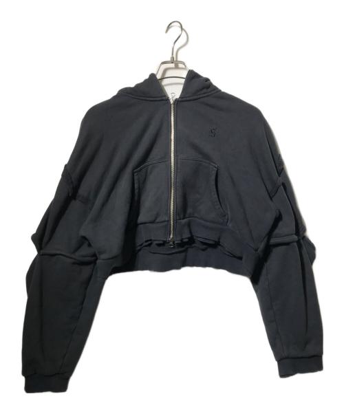 SELENAHELIOS（セレナヘリオス）SELENAHELIOS (セレナヘリオス) レイヤードデザインショートジップパーカー グレー サイズ:Fの古着・服飾アイテム