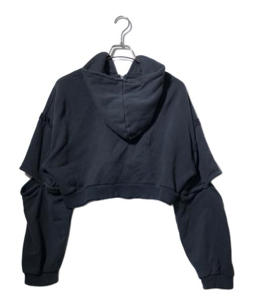 SELENAHELIOS（セレナヘリオス）SELENAHELIOS (セレナヘリオス) レイヤードデザインショートジップパーカー グレー サイズ:Fの古着・服飾アイテム