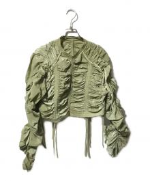 SELENAHELIOS（セレナヘリオス）の古着「Bright Gather ブルゾン／ノーカラージャケット」｜グリーン