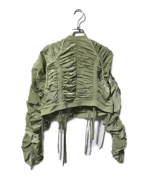 SELENAHELIOS（セレナヘリオス）SELENAHELIOS (セレナヘリオス) Bright Gather ブルゾン／ノーカラージャケット グリーン サイズ:Fの古着・服飾アイテム