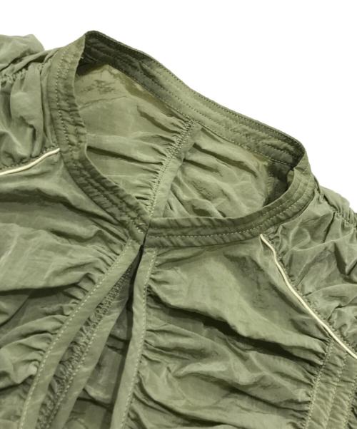 SELENAHELIOS（セレナヘリオス）SELENAHELIOS (セレナヘリオス) Bright Gather ブルゾン／ノーカラージャケット グリーン サイズ:Fの古着・服飾アイテム