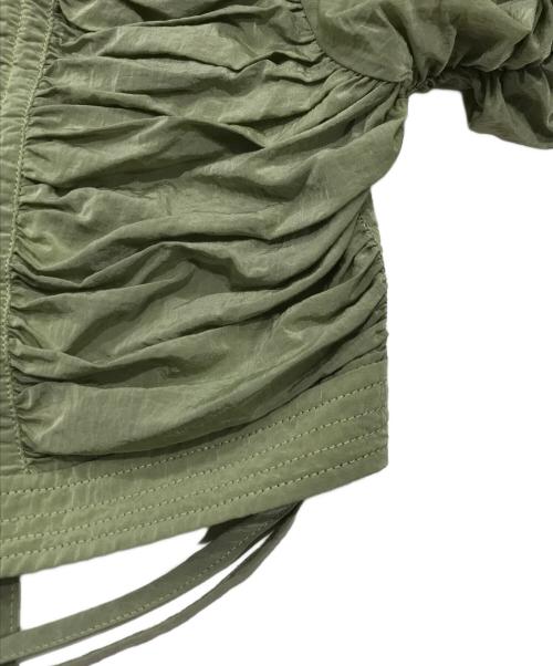 SELENAHELIOS（セレナヘリオス）SELENAHELIOS (セレナヘリオス) Bright Gather ブルゾン／ノーカラージャケット グリーン サイズ:Fの古着・服飾アイテム