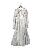 CELFORD×HANAE MORIセルフォード×ハナエモリ）の古着「ハートモチーフプリント／フリルワンピース」｜ホワイト