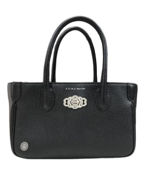 A.D.M.J.（エーディーエムジェイ）A.D.M.J. (エーディーエムジェイ) レザー アールデコモチーフ ハンドバッグ ブラックの古着・服飾アイテム