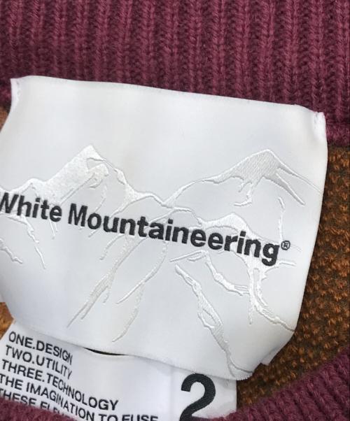 WHITE MOUNTAINEERING（ホワイトマウンテ二アニング）WHITE MOUNTAINEERING (ホワイトマウンテ二アニング) FAKE PATCHWORK カーディガン エンジ×ブラウン サイズ:2の古着・服飾アイテム