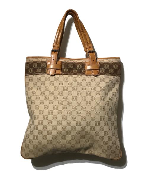 LOEWE（ロエベ）LOEWE (ロエベ) ミニエビデンス スモールショッピングバッグ/トートバッグ ベージュの古着・服飾アイテム