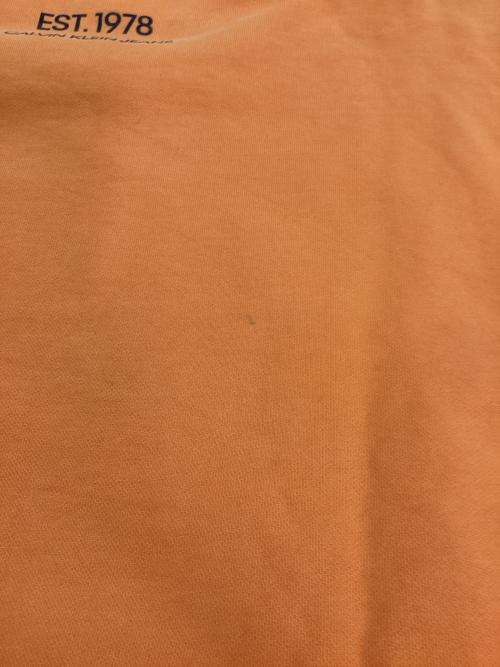 Calvin Klein Jeans（カルバンクラインジーンズ）Calvin Klein Jeans (カルバンクラインジーンズ) プリントスウェット オレンジ サイズ:Lの古着・服飾アイテム