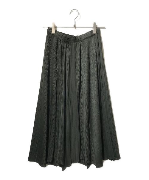PLEATS PLEASE（プリーツプリーズ）PLEATS PLEASE (プリーツプリーズ) ランダムヘムプリーツスカート カーキ サイズ:2の古着・服飾アイテム