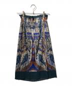 PLEATS PLEASEプリーツプリーズ）の古着「転写レースプリーツスカート」｜ベージュ×ブルー