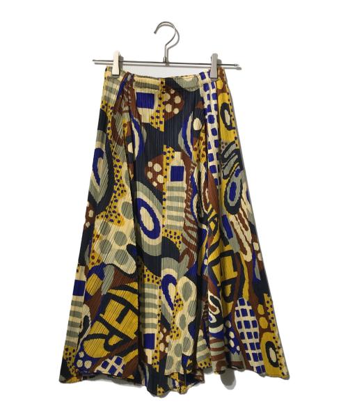 PLEATS PLEASE（プリーツプリーズ）PLEATS PLEASE (プリーツプリーズ) 総柄ジグザグプリーツスカート ベージュ サイズ:3の古着・服飾アイテム