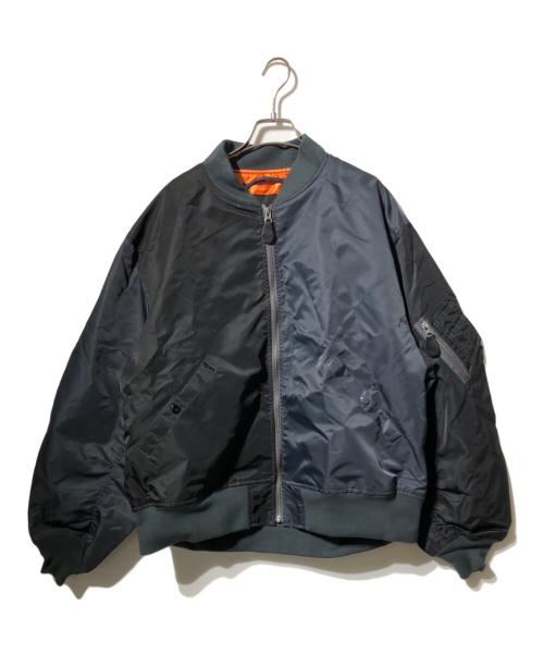 BEAMS（ビームス）BEAMS (ビームス) クレイジー ルーズ MA-1 ジャケット ブラック×グレー サイズ:Ｌの古着・服飾アイテム