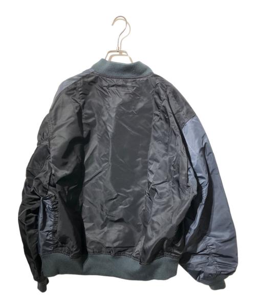 BEAMS（ビームス）BEAMS (ビームス) クレイジー ルーズ MA-1 ジャケット ブラック×グレー サイズ:Ｌの古着・服飾アイテム