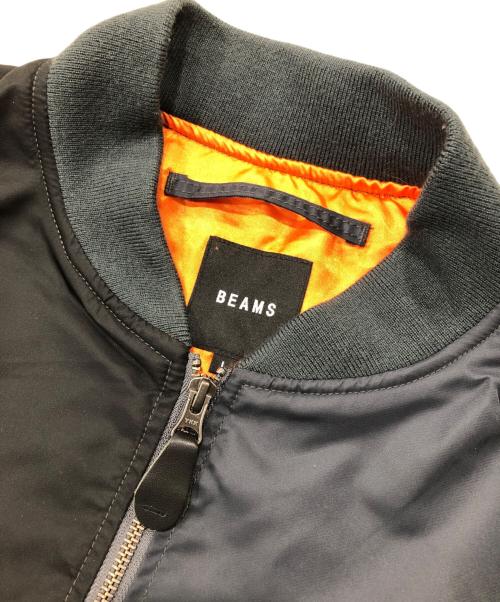 BEAMS（ビームス）BEAMS (ビームス) クレイジー ルーズ MA-1 ジャケット ブラック×グレー サイズ:Ｌの古着・服飾アイテム