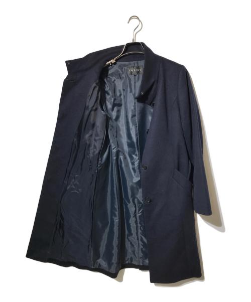 INDIVI（インディヴィ）INDIVI (インディヴィ) カシミヤブレンドスタンドカラーコート ネイビー サイズ:40の古着・服飾アイテム