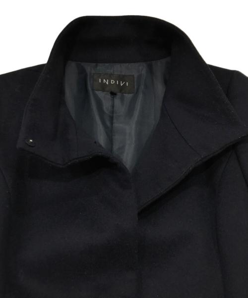 INDIVI（インディヴィ）INDIVI (インディヴィ) カシミヤブレンドスタンドカラーコート ネイビー サイズ:40の古着・服飾アイテム